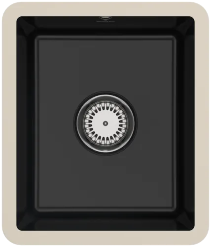 Bild von VILLEROY BOCH Subway 45 SU Unterbauspüle, inklusive Ablaufgarnitur mit Handbetätigung, aus Keramik, 375 x 440 mm, Ebony CeramicPlus #332401S5
