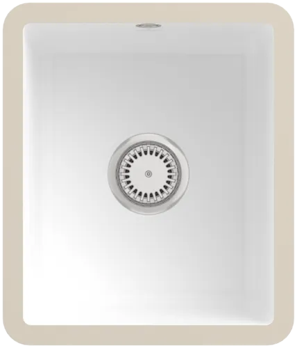 Bild von VILLEROY BOCH Subway 45 SU Unterbauspüle, inklusive Ablaufgarnitur mit Handbetätigung, aus Keramik, 375 x 440 mm, Stone White CeramicPlus #332401RW