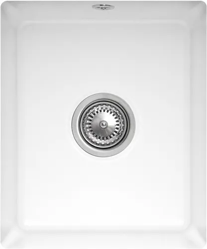 Bild von VILLEROY BOCH Subway 45 SU Unterbauspüle, inklusive Ablaufgarnitur mit Excenterbetätigung, aus Keramik, 375 x 440 mm, Snow White CeramicPlus #332402KG