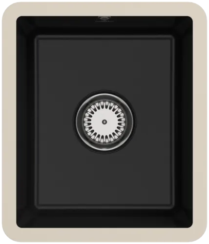 Bild von VILLEROY BOCH Subway 45 SU Unterbauspüle, inklusive Ablaufgarnitur mit Handbetätigung, aus Keramik, 375 x 440 mm, Chromite CeramicPlus #332401J0