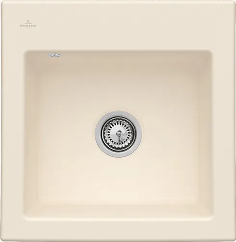 Bild von VILLEROY BOCH Subway 50 S flat flächenbündige Spüle, inklusive Ablaufgarnitur mit Handbetätigung, aus Keramik, 490 x 475 mm, Ivory CeramicPlus #33151FFU
