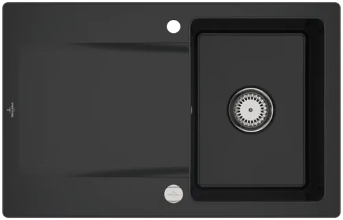 Bild von VILLEROY BOCH Siluet 45 Einbauspüle, inklusive Ablaufgarnitur mit Excenterbetätigung, aus TitanCeram, 800 x 510 mm, Pure Black #333402R7