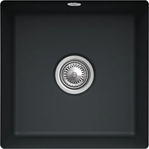 Bild von VILLEROY BOCH Subway 50 SU Unterbauspüle, inklusive Ablaufgarnitur mit Excenterbetätigung, aus Keramik, 440 x 440 mm, Pure Black #332502R7