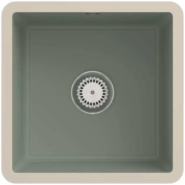 Bild von VILLEROY BOCH Subway 50 SU Unterbauspüle, inklusive Ablaufgarnitur mit Excenterbetätigung, aus Keramik, 440 x 440 mm, Morning Green CeramicPlus #332502R8