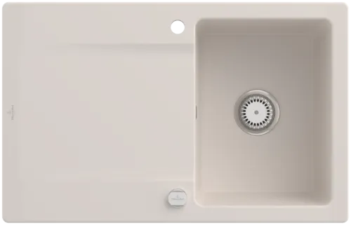 Bild von VILLEROY BOCH Siluet 45 Einbauspüle, inklusive Ablaufgarnitur mit Excenterbetätigung, aus TitanCeram, 800 x 510 mm, Crema CeramicPlus #333402KR
