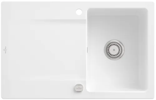 Bild von VILLEROY BOCH Siluet 45 Einbauspüle, inklusive Ablaufgarnitur mit Excenterbetätigung, aus TitanCeram, 800 x 510 mm, Snow White CeramicPlus #333402KG