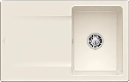 Bild von VILLEROY BOCH Siluet 45 Einbauspüle, inklusive Ablaufgarnitur mit Handbetätigung, aus TitanCeram, 800 x 510 mm, Crema CeramicPlus #333401KR