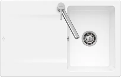 Bild von VILLEROY BOCH Siluet 45 flat flächenbündige Spüle, inklusive Ablaufgarnitur mit Excenterbetätigung, aus TitanCeram, 780 x 490 mm, Graphite CeramicPlus #33342FI4