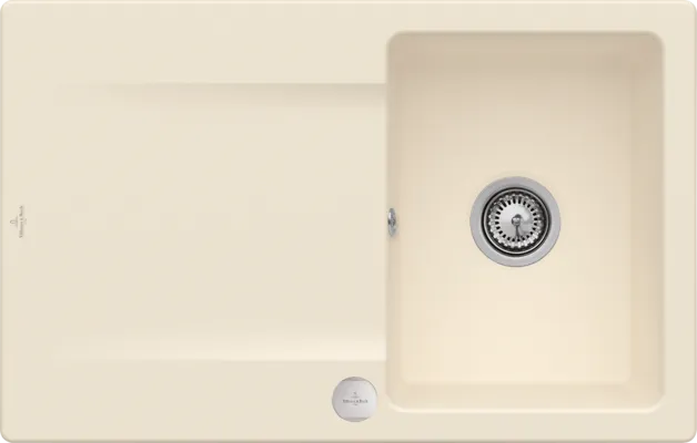 Bild von VILLEROY BOCH Siluet 45 flat flächenbündige Spüle, inklusive Ablaufgarnitur mit Excenterbetätigung, aus TitanCeram, 780 x 490 mm, Ivory CeramicPlus #33342FFU