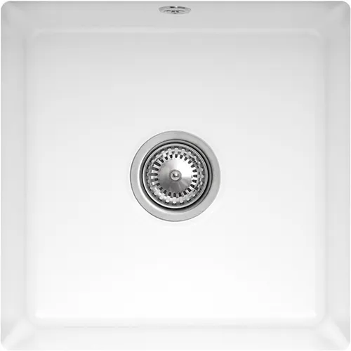 Bild von VILLEROY BOCH Subway 50 SU Unterbauspüle, inklusive Ablaufgarnitur mit Excenterbetätigung, aus Keramik, 440 x 440 mm, Snow White CeramicPlus #332502KG