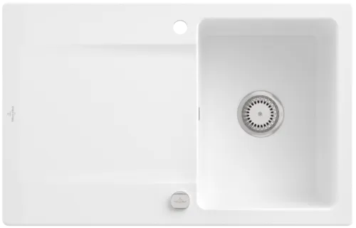 Bild von VILLEROY BOCH Siluet 45 Einbauspüle, inklusive Ablaufgarnitur mit Excenterbetätigung, aus TitanCeram, 800 x 510 mm, Weiß Alpin CeramicPlus #333402R1