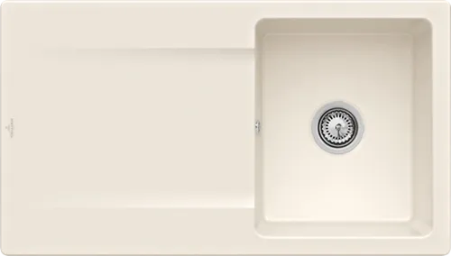 Bild von VILLEROY BOCH Siluet 50 Einbauspüle, inklusive Ablaufgarnitur mit Handbetätigung, aus TitanCeram, 900 x 510 mm, Crema CeramicPlus #333501KR