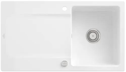 Bild von VILLEROY BOCH Siluet 50 Einbauspüle, inklusive Ablaufgarnitur mit Excenterbetätigung, aus TitanCeram, 900 x 510 mm, Snow White CeramicPlus #333502KG