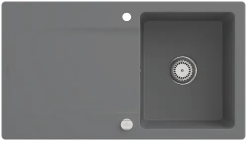Bild von VILLEROY BOCH Siluet 50 Einbauspüle, inklusive Ablaufgarnitur mit Excenterbetätigung, aus TitanCeram, 900 x 510 mm, Stone CeramicPlus #333502SL