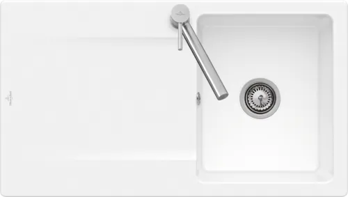 Bild von VILLEROY BOCH Siluet 50 Einbauspüle, inklusive Ablaufgarnitur mit Handbetätigung, aus TitanCeram, 900 x 510 mm, Weiß Alpin CeramicPlus #333501R1