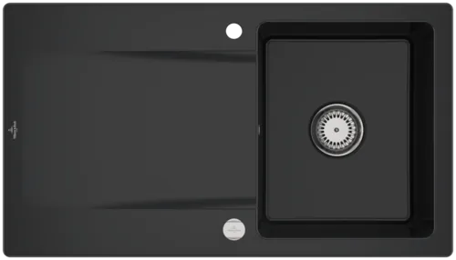 Bild von VILLEROY BOCH Siluet 50 Einbauspüle, inklusive Ablaufgarnitur mit Excenterbetätigung, aus TitanCeram, 900 x 510 mm, Pure Black #333502R7