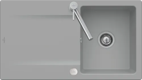 Bild von VILLEROY BOCH Siluet 50 flat flächenbündige Spüle, inklusive Ablaufgarnitur mit Handbetätigung, aus TitanCeram, 880 x 490 mm, Fossil CeramicPlus #33351FKD