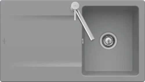 Bild von VILLEROY BOCH Siluet 50 Einbauspüle, inklusive Ablaufgarnitur mit Handbetätigung, aus TitanCeram, 900 x 510 mm, Stone CeramicPlus #333501SL