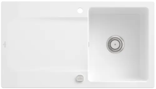 Bild von VILLEROY BOCH Siluet 50 Einbauspüle, inklusive Ablaufgarnitur mit Excenterbetätigung, aus TitanCeram, 900 x 510 mm, Weiß Alpin CeramicPlus #333502R1
