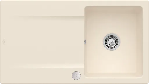Bild von VILLEROY BOCH Siluet 50 flat flächenbündige Spüle, inklusive Ablaufgarnitur mit Excenterbetätigung, aus TitanCeram, 880 x 490 mm, Ivory CeramicPlus #33352FFU