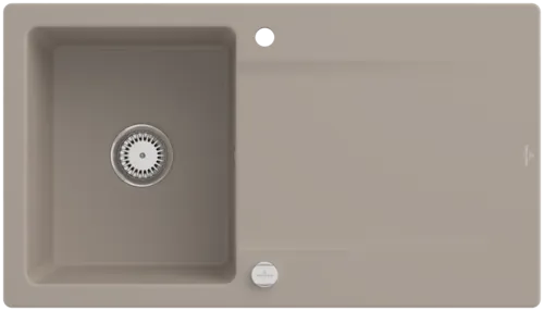 Bild von VILLEROY BOCH Siluet 50 Einbauspüle, inklusive Ablaufgarnitur mit Excenterbetätigung, aus TitanCeram, 900 x 510 mm, Almond CeramicPlus #333502AM