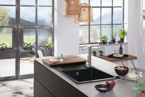 Obrázek VILLEROY BOCH Siluet 60 Built-in sink, included Waste system hand-operated, of TitanCeram, 1000 x 510 mm, Almond CeramicPlus #333601AM