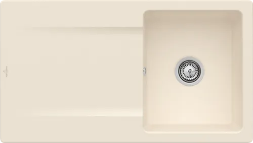 Bild von VILLEROY BOCH Siluet 50 Einbauspüle, inklusive Ablaufgarnitur mit Handbetätigung, aus TitanCeram, 900 x 510 mm, Ivory CeramicPlus #333501FU