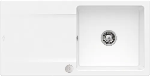 Bild von VILLEROY BOCH Siluet 60 flat flächenbündige Spüle, inklusive Ablaufgarnitur mit Excenterbetätigung, aus TitanCeram, 980 x 490 mm, Weiß Alpin CeramicPlus #33362FR1