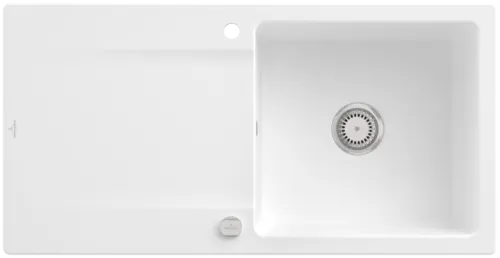 Bild von VILLEROY BOCH Siluet 60 Einbauspüle, inklusive Ablaufgarnitur mit Excenterbetätigung, aus TitanCeram, 1000 x 510 mm, Stone White CeramicPlus #333602RW