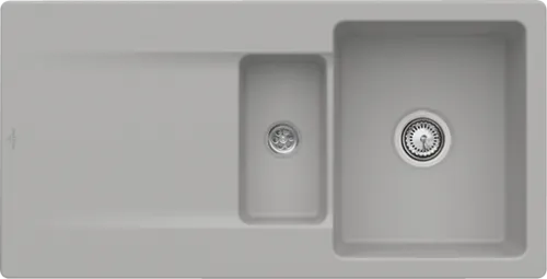 Bild von VILLEROY BOCH Siluet 60 R flat flächenbündige Spüle, inklusive Ablaufgarnitur mit Excenterbetätigung, aus TitanCeram, 980 x 490 mm, Fossil CeramicPlus #33372FKD