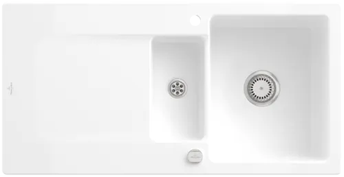 Bild von VILLEROY BOCH Siluet 60 R Einbauspüle, inklusive Ablaufgarnitur mit Excenterbetätigung, aus TitanCeram, 1000 x 510 mm, Weiß Alpin CeramicPlus #333702R1