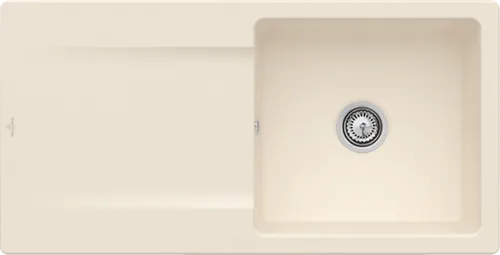 Bild von VILLEROY BOCH Siluet 60 Einbauspüle, inklusive Ablaufgarnitur mit Handbetätigung, aus TitanCeram, 1000 x 510 mm, Ivory CeramicPlus #333601FU