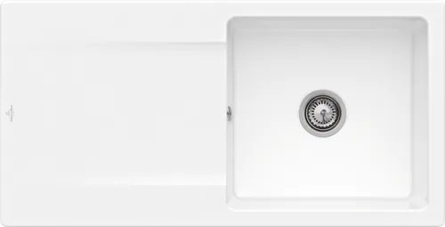 Bild von VILLEROY BOCH Siluet 60 flat flächenbündige Spüle, inklusive Ablaufgarnitur mit Handbetätigung, aus TitanCeram, 980 x 490 mm, Weiß Alpin CeramicPlus #33361FR1