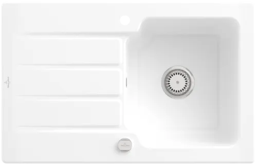 Bild von VILLEROY BOCH Architectura 45 Einbauspüle, inklusive Ablaufgarnitur mit Excenterbetätigung, aus Keramik, 800 x 510 mm, Weiß Alpin CeramicPlus #334002R1