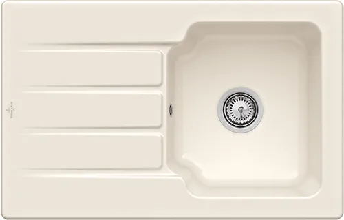 Bild von VILLEROY BOCH Architectura 45 Einbauspüle, inklusive Ablaufgarnitur mit Handbetätigung, aus Keramik, 800 x 510 mm, Crema CeramicPlus #334001KR