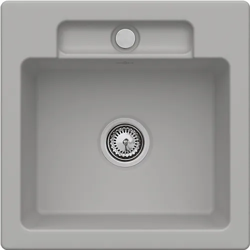 Bild von VILLEROY BOCH Siluet 50 S flat flächenbündige Spüle, inklusive Ablaufgarnitur mit Handbetätigung, aus TitanCeram, 470 x 470 mm, Fossil CeramicPlus #33451FKD