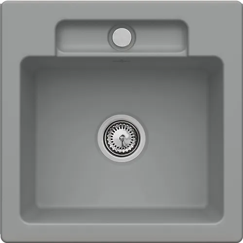 Bild von VILLEROY BOCH Siluet 50 S Einbauspüle, inklusive Ablaufgarnitur mit Handbetätigung, aus TitanCeram, 510 x 510 mm, Stone CeramicPlus #334501SL