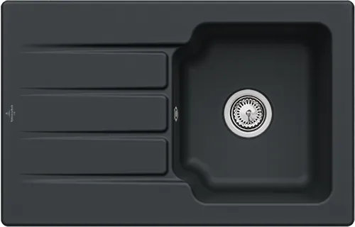 Bild von VILLEROY BOCH Architectura 45 Einbauspüle, inklusive Ablaufgarnitur mit Handbetätigung, aus Keramik, 800 x 510 mm, Pure Black #334001R7