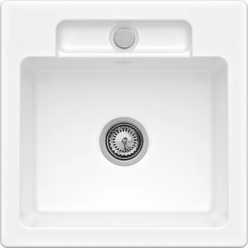 Obrázek VILLEROY BOCH Siluet 50 S flat Flush-mounted sink, included Waste system hand-operated, of TitanCeram, 470 x 470 mm, Snow White CeramicPlus #33451FKG
