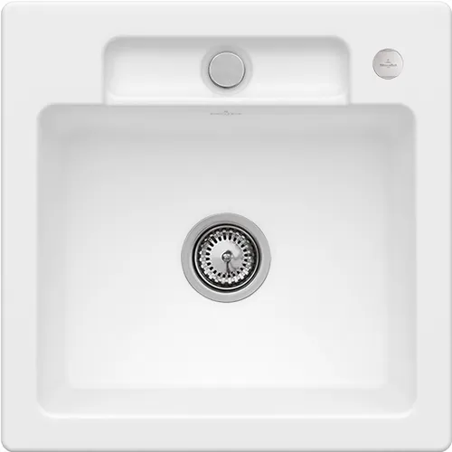 Bild von VILLEROY BOCH Siluet 50 S Einbauspüle, inklusive Ablaufgarnitur mit Excenterbetätigung, aus TitanCeram, 510 x 510 mm, Stone White CeramicPlus #334502RW