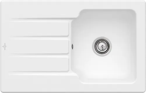 Bild von VILLEROY BOCH Architectura 45 Einbauspüle, inklusive Ablaufgarnitur mit Handbetätigung, aus Keramik, 800 x 510 mm, Stone White CeramicPlus #334001RW