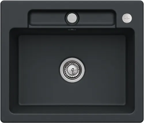 Bild von VILLEROY BOCH Siluet 60 S Einbauspüle, inklusive Ablaufgarnitur mit Excenterbetätigung, aus TitanCeram, 600 x 510 mm, Ebony CeramicPlus #334602S5
