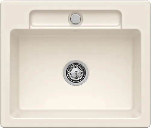 Bild von VILLEROY BOCH Siluet 60 S flat flächenbündige Spüle, inklusive Ablaufgarnitur mit Excenterbetätigung, aus TitanCeram, 600 x 510 mm, Crema CeramicPlus #33462FKR