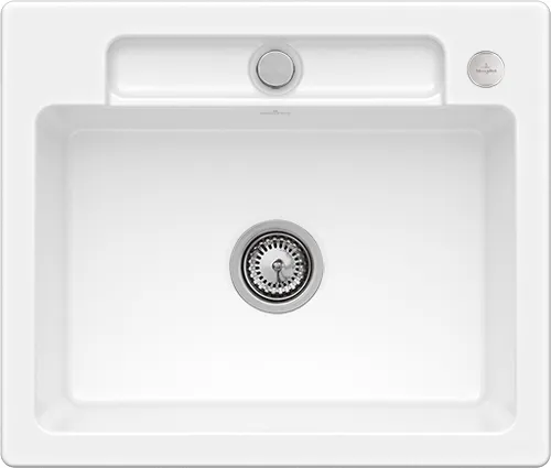 Bild von VILLEROY BOCH Siluet 60 S Einbauspüle, inklusive Ablaufgarnitur mit Excenterbetätigung, aus TitanCeram, 600 x 510 mm, Weiß Alpin CeramicPlus #334602R1
