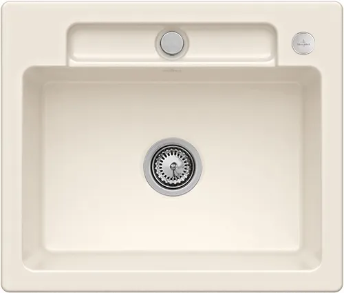 Bild von VILLEROY BOCH Siluet 60 S Einbauspüle, inklusive Ablaufgarnitur mit Excenterbetätigung, aus TitanCeram, 600 x 510 mm, Crema CeramicPlus #334602KR