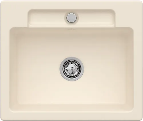 Bild von VILLEROY BOCH Siluet 60 S flat flächenbündige Spüle, inklusive Ablaufgarnitur mit Excenterbetätigung, aus TitanCeram, 600 x 510 mm, Ivory CeramicPlus #33462FFU