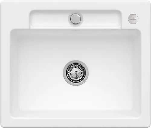 Bild von VILLEROY BOCH Siluet 60 S Einbauspüle, inklusive Ablaufgarnitur mit Excenterbetätigung, aus TitanCeram, 600 x 510 mm, Stone White CeramicPlus #334602RW