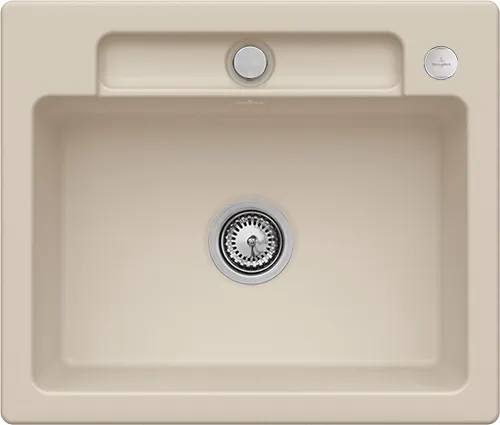 Bild von VILLEROY BOCH Siluet 60 S Einbauspüle, inklusive Ablaufgarnitur mit Excenterbetätigung, aus TitanCeram, 600 x 510 mm, Almond CeramicPlus #334602AM