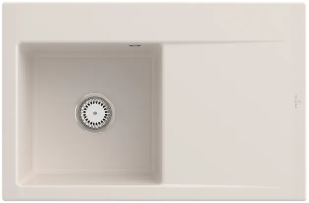 Bild von VILLEROY BOCH Subway Style 45 Einbauspüle, inklusive Ablaufgarnitur mit Handbetätigung, aus Keramik, 780 x 510 mm, Crema CeramicPlus #334801KR