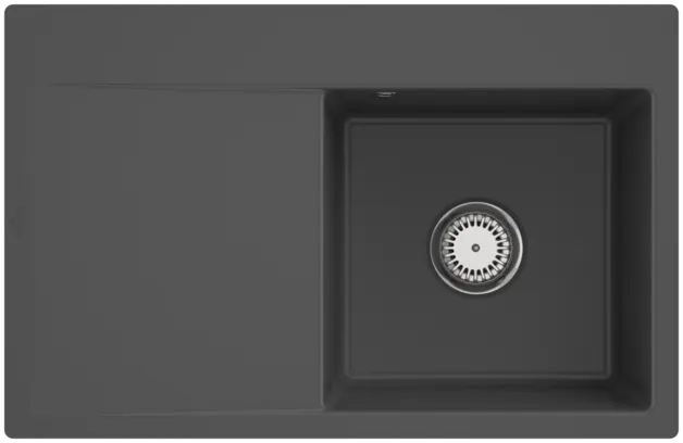 Bild von VILLEROY BOCH Subway Style 45 Flat flächenbündige Spüle, inklusive Ablaufgarnitur mit Handbetätigung, aus Keramik, 780 x 510 mm, Graphite CeramicPlus #33471FI4